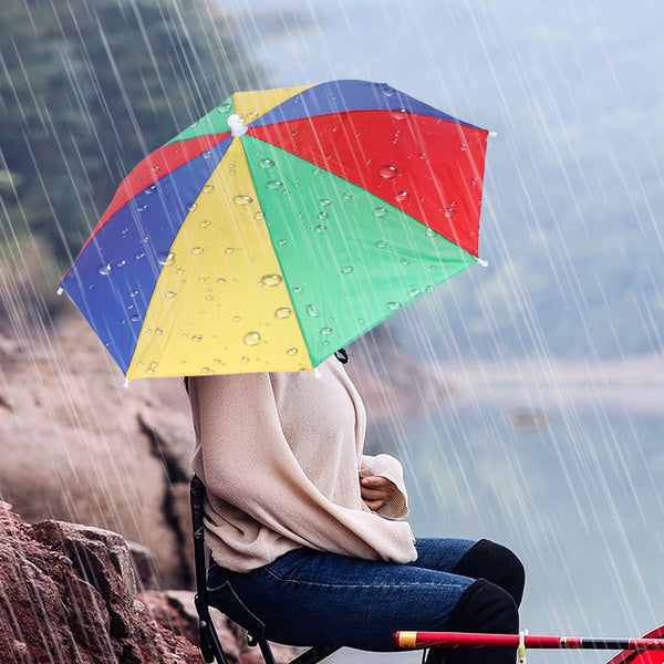Hands free umbrella hat for sun and rain protection. Hands free umbrella hat for sun and rain protection.